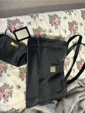 Givenchy Black Tote with Gold Hardware and dolce Gabbana makeup bag